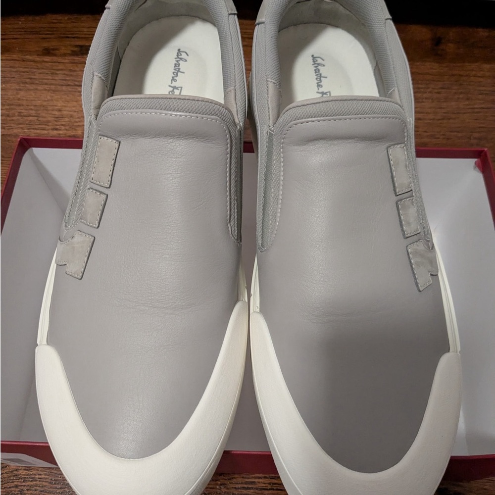 Salvatore Ferragamo Gray Slip-On Men's Shoes